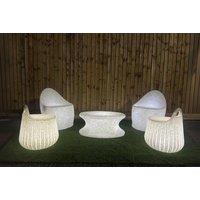 5-Piece Weatherproof Led Outdoor Lounge Set - Natural Finish, Modern Polypropylene Seating