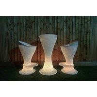 3-Piece Modern Polypropylene Led Outdoor Bar Set - Weather-Resistant, Rechargeable, Stone Finish