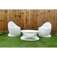 LED-Lit Natural Stone Effect Outdoor Coffee Table Set - Weather-Resistant, Modern, 3-Piece