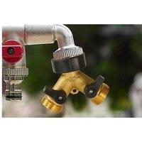 Brass Garden Hose Splitter 2 Way Heavy Duty Y Splitter 2 Valves