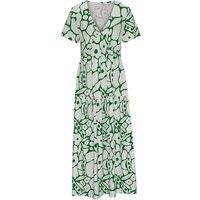 Women's Black V-Neck Short-Sleeved Printed Maxi Dress - 7 Sizes, 4 Colours