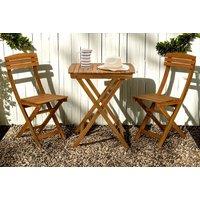3-Piece Acacia Wood Bistro Set - Foldable & Weather-Resistant