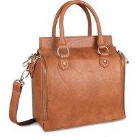 Unisex Black Women'S Retro Faux Leather Multi-Pocket Tote Bag