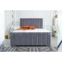 Plush Velvet Grey Modern Bed Frame & Storage Base - 6 Sizes