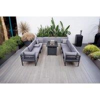 Modern Weather-Resistant 8-Seater Steel Dining Set With Fire Pit
