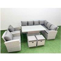 10-Seat Weather-Resistant Rattan Corner Sofa Set With Reclining Armchair