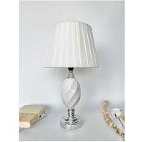 Metal Cermaic Base With A Soft White Fabric Shade