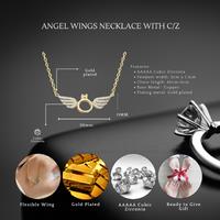 Gold Plated Angel Wings & Ring Pendant Necklace - Personalised Birthday Jewellery Gift