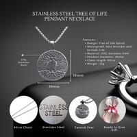 Stainless Steel Tree Of Life Necklace With Personalised Message