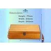 31Cm Large Wooden Trinket Box With Hinged Lid & Lock Clasp