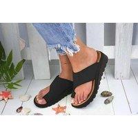 Black Women's Anti-Bunion Orthopaedic Slip-On Platform Sandals - Comfort Arch Support, 7 Colours, 9 Sizes