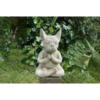 Meditating French Bulldog Garden Ornament - Weather-Resistant Resin Outdoor Decor Sculpture