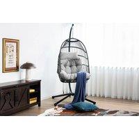 Rattan Hanging Swing Egg Chair With Weatherproof Cushion & Protective Cover!