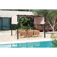 3M X 3M Weather-Resistant Metal Pergola With Retractable Canopies