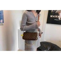 Unisex Brown Underarm Bag With Elegant Diamond Chain Detail