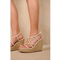 Unisex Black Women'S Espadrille Wedge Sandals - Strappy Peep Toe, Buckle Ankle Strap
