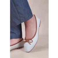 Unisex White Women'S Woven Slip-On Ballerina Flats With Bow - Lightweight Casual Comfort Shoes