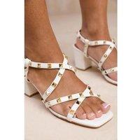 Unisex Black Women'S Studded Strappy Block Heel Sandals - Fashion Statement Footwear