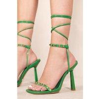 Unisex Women'S Square Toe Lace-Up High Heel Sandals - Formal Neutral Dress Shoes