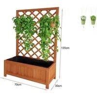 Large Wooden Planter Box With Trellis & Liner For Climbing Plants