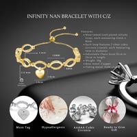 Infinity Crystal Bracelet With Heart Charm For Nan
