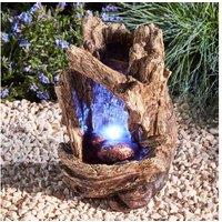 Rustic Tree Trunk Waterfall Garden Ornament - Weather-Resistant Polyresin Outdoor Dcor
