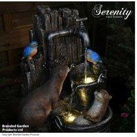 Rustic Otters and Kingfishers Garden Water Feature