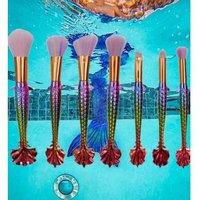 7Pc Mermaid Makeup Brush Set - Wide Fin & Big Fin, Cruelty-Free