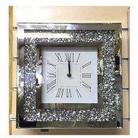 Crushed Diamond Silver 30X30Cm Square Wall Clock Room Decor