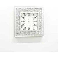 35x35cm Glass Rainbow Crushed Diamond Crystal Mirror Wall Clock - Decorative Statement Wall Art