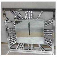 Square Mirrored Crushed Crystal Wall Clock Loose Diamond