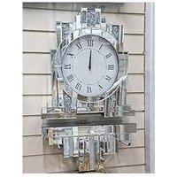 Mirrored Crushed Crystal Diamond Mantel Clock Freestanding