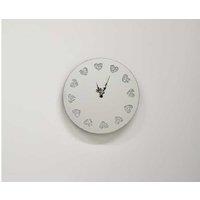 New Round Crushed Jewel Mirror Wall Clock Heart Shape