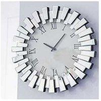 3D Round 60Cm Sunburst Mirrored Office Wall Clock
