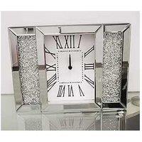 Crushed Jewel Mirror Wall Clock Roman Numbers Diamante