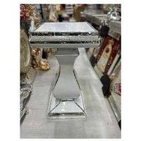 Large Mirrored Crystal End Table - Contemporary Italian Glass, Sparkly Side Table, 40x60cm Living Room Furniture