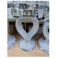Silver Mirrored Side Table with Crushed Diamond Glitter - Contemporary Living Room Accent, 40x60cm