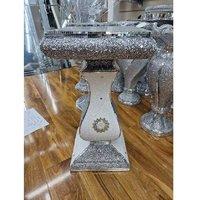 Contemporary Glass & Silver Crystal End Table - Large 40X60Cm Living Room Accent