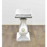 Silver Mirrored Side Table With Crushed Diamond Glitter - Contemporary Living Room Accent, 40X60Cm