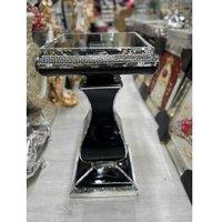 Large Mirrored Crystal End Table - Contemporary Glass Side Table, 40X60Cm, Modern Living Room Accent