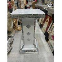Contemporary Mirrored Crystal End Table - Italian Glass, Sparkly Accent, 40X60Cm Living Room Side Table