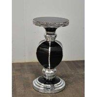 Large Italian Mirrored Crystal End Table - Black, 40X60Cm, Contemporary Living Room Accent Furniture