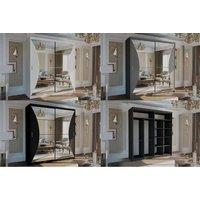 Warsaw Curved Mirror Sliding Door Wardrobe - Matt MDF, Full-Length Mirrors, Space-Saving Storage, 2 Sizes, 3 Colours