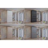 Venice Sliding Full Mirror Door Wardrobe - Modern Bedroom Storage, 16mm Laminated Particle Board, Space-Saving Sliding Doors, Full-Length Mirror - Whi