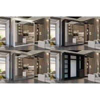 Aurora Full Mirror Sliding Door Wardrobe - White & Black, MDF, Spacious Storage, 150cm/200cm, Contemporary Bedroom Furniture