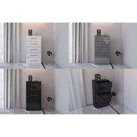 Modern High Gloss 5-Drawer Bedroom Chest - Space-Saving Vertical Storage, Durable Build, Contemporary Style