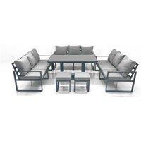 11-Seater Aluminum Sofa Set with Adjustable Table - Dark Grey