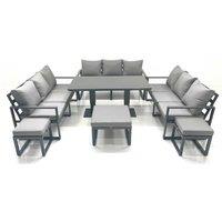 12-Seater Modern Aluminum Sofa Set, Dark Grey
