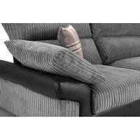 Modern Jumbo Cord Fabric Corner Sofa & 3+2 Seater Set - Leather Sides, Chrome Legs