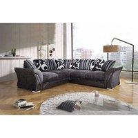 Modern Fabric Corner Sofa & 3+2 Seater Sofa Set with Scatter Cushions - Brown/Beige or Black/Grey